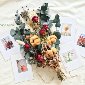 《 2021年*° お花の福袋 》☆コットンフラワーのスワッグとお花のポストカード☆の画像