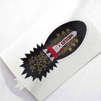 刺繍カード　月旅行　（赤）の画像