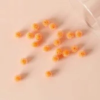【2個入】砂糖菓子のような飴玉パーツ　チャーム　樹脂　透明感　粉砂糖　金平糖　オレンジの画像