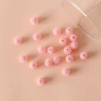 【2個入】砂糖菓子のような飴玉パーツ　チャーム　樹脂　透明感　粉砂糖　金平糖　ピンクの画像