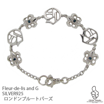 【Fleur-de-lis & G】長さ指定可能☆上質でシックな大人おしゃれな手首の装飾品★ユリ紋章とイニシャルGブレスの画像