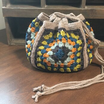 グラニースクエアの巾着　茶