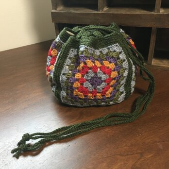 グラニースクエアの巾着　緑