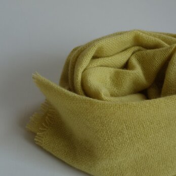 「Nさまご依頼品」手織りカシミアマフラー・・レモンイエロー