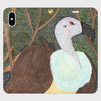 帯なし手帳型iPhoneケース/スマホケース/鳥/コシジロハゲワシの画像