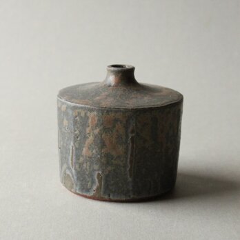 縞しのぎ　花器　錆ブルーグレー SS a
