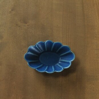 輪花楕円4寸鉢／青の画像