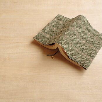 手織りブックカバー(文庫）グリーンフラワーの画像