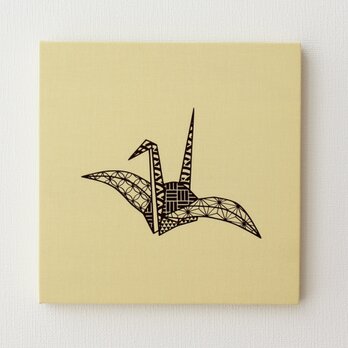 折り鶴のファブリックパネル M-608◆たまご/こげ茶の画像