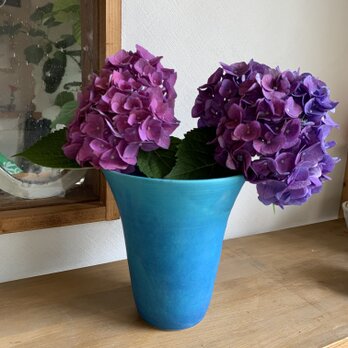 花瓶　ターコイズブルー　bの画像