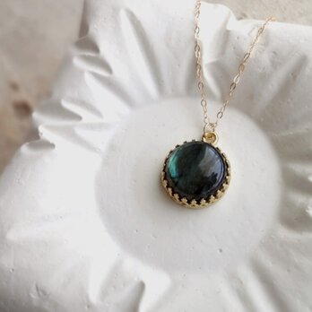 クラシカルペンダント ■ Round 12mm  ■ ラブラドライト　ブラックの画像