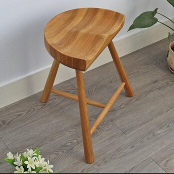 オーダーメイド 職人手作り スツール 家具 天然木 椅子 チェア シンプル 木目 無垢材 オーク 木工 エコ LR2018の画像