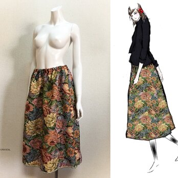 【1点もの・デザイン画付き】ゴブラン織りゆったりフレアースカート（KOJI TOYODA）の画像