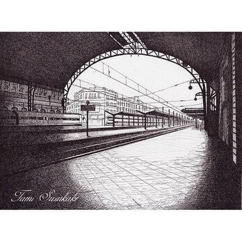 ペン画・原画「「スペインのバレンシアノルド駅」の画像
