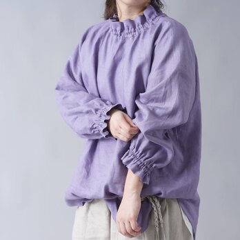 【wafu 入門編】中厚リネンハイネック シャーリング ブラウス /ヴィオラッセグリーゼ t052b-vsg2