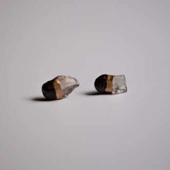 金継ぎｘ天然石ピアス（ガーネット、スーパーセブン)の画像