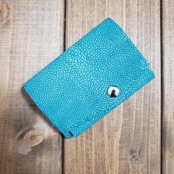 エイ革 ガルーシャ　レディース・メンズ　ミニ財布 三つ折り財布　小さい　コンパクト　薄型　極小　エメラルドグリーン　の画像