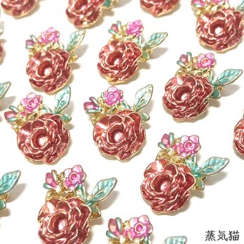 アンティークローズ 薔薇チャーム 6個【バラの花パーツ ピアス ハンドメイド素材】の画像