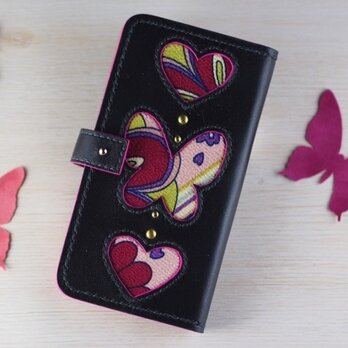 ［ちりめん×牛革］蝶々のiPhone5ケース(ピンク)の画像