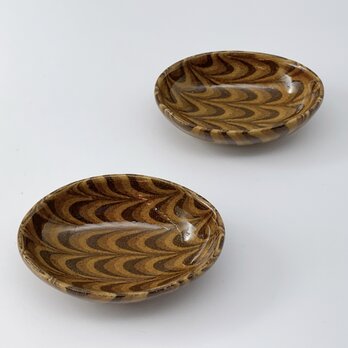 練込み楕円豆皿２個セット　uzuraの画像