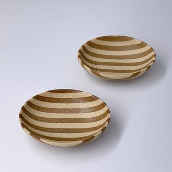 練込み楕円豆皿２個セット　stripeの画像