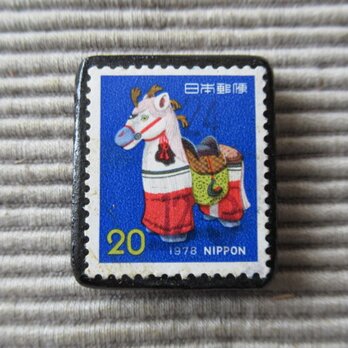 アップサイクル　日本　昭和切手ブローチ6974の画像