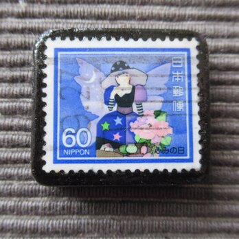 アップサイクル　日本　昭和切手ブローチ6981