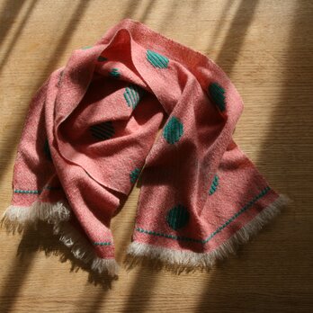 【petit】カシミヤの手織りマフラー（バブル×ピンク）の画像