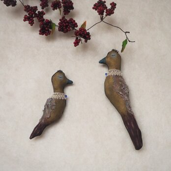 チョコレート色の尾を持つ２羽の鳥の画像