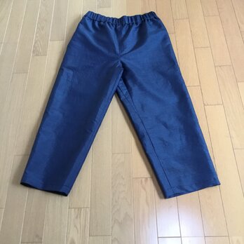 華紺色の大島紬のパンツ    着物リメイクの画像