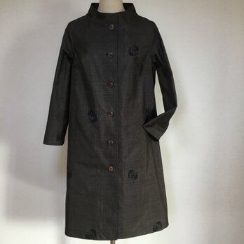 玉手箱のコートドレス     着物リメイク     焦茶色の画像