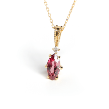 K18 ロードライトガーネット＆ダイヤモンド ネックレス ~Ello Luculia~ 1月誕生石の画像