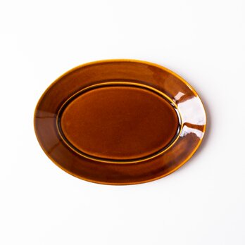 オーバルプレート　L　茶　(飴釉)　の画像