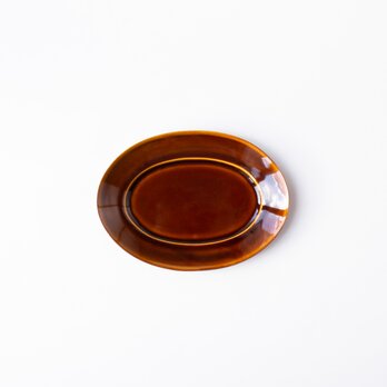 オーバルプレート　M　茶　(飴釉)　の画像