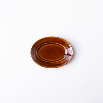 オーバルプレート　S　茶　(飴釉)　の画像
