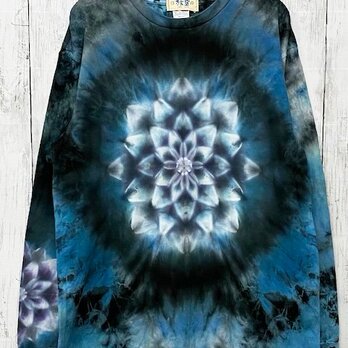 HIPPIES DYE 手染め タイダイ絞り染め 曼荼羅 長袖Ｔシャツ♪Lサイズ HD12-99の画像