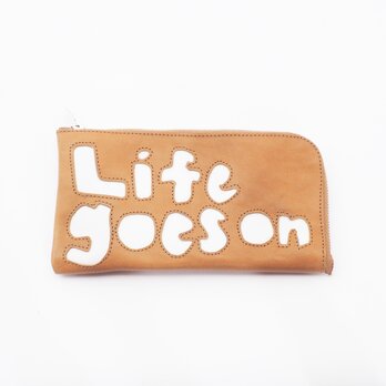 CowLeather LongWallet [life goes on]（黄）18×9/財布/wl001lifeの画像