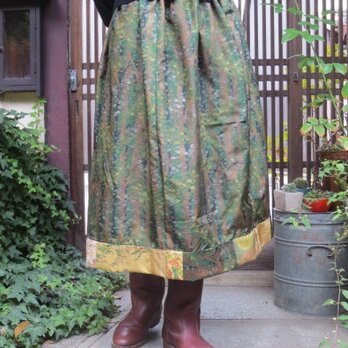 紬リメイク☆自然を感じる上品スカートお正月にも♪77cm丈の画像