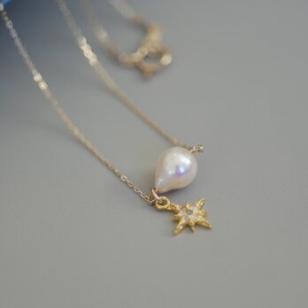 【seasons】１０Kあこやパールスターチャームネックレス