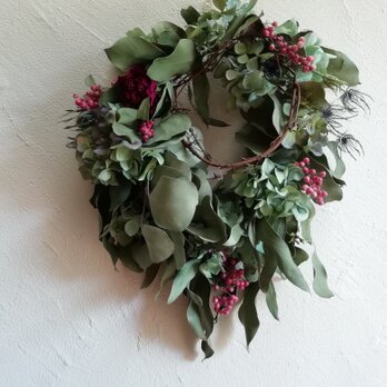 wreath-紫陽花と芍薬の画像