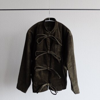 【受注製作】木間服装製作 / バンドカラージャケットコーデュロイ khaki / unisexの画像