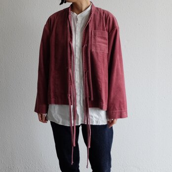 【受注生産】木間服装製作 / バンドカラージャケットコーデュロイ dark pink / unisexの画像