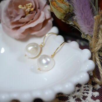 ひと粒*大粒パールピアス 14kgf