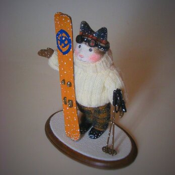 縮緬福猫　スキー猫の画像