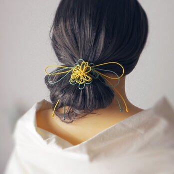 ヘアゴム「もえいづる、君」（黄×淡緑）