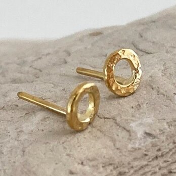 K24 Pure Gold Hammered Loop Stud ◇鎚目のついた純金のループ・スタッドピアス◇片耳分の画像