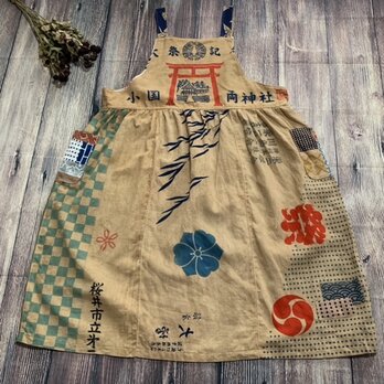 SALE!!  神社×鶴　サロペットワンピース　ジャンパースカートの画像