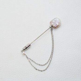 スクエア淡水真珠のピンブローチ（ハットピン）の画像