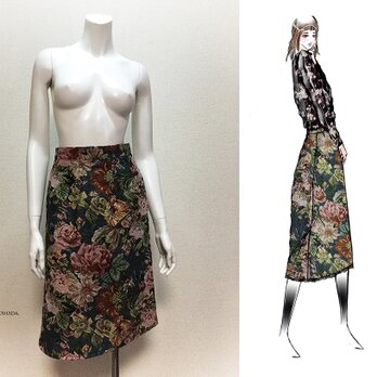 【1点もの・デザイン画付き】ゴブラン織り後ろファスナースカート（KOJI TOYODA）の画像