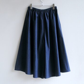 基本のキュロットスカート（久留米紬織・青）【受注製作】送料無料の画像